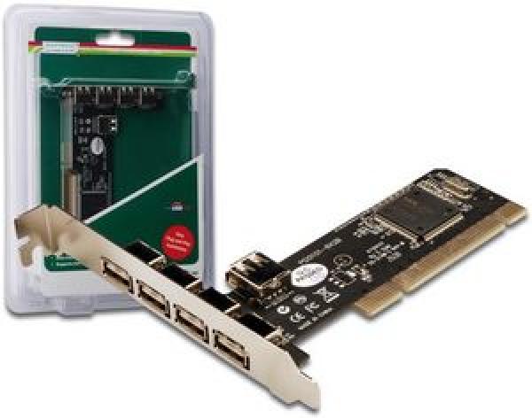 PCI 4+1 USB 2.0 Expansion Card, Digitus DS-33220, 5x USB 2.0